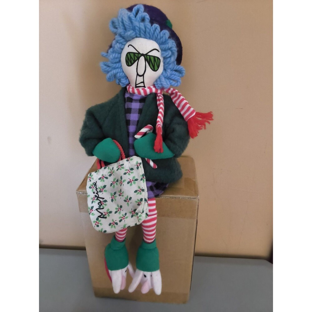 Hallmark Shoebox Maxine Stuffed Cloth Rag Doll Holiday Shopper Christmas Theme